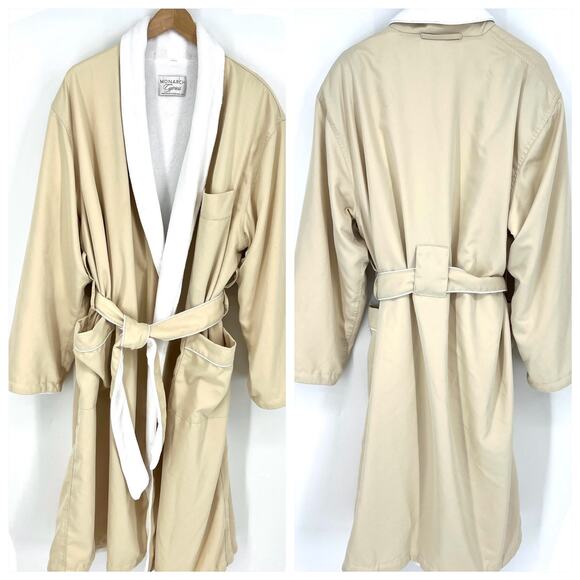 Monarch Cypress Mens XL Plush Lined Microfiber Shawl Spa Robe Belted - Picture 5 of 11